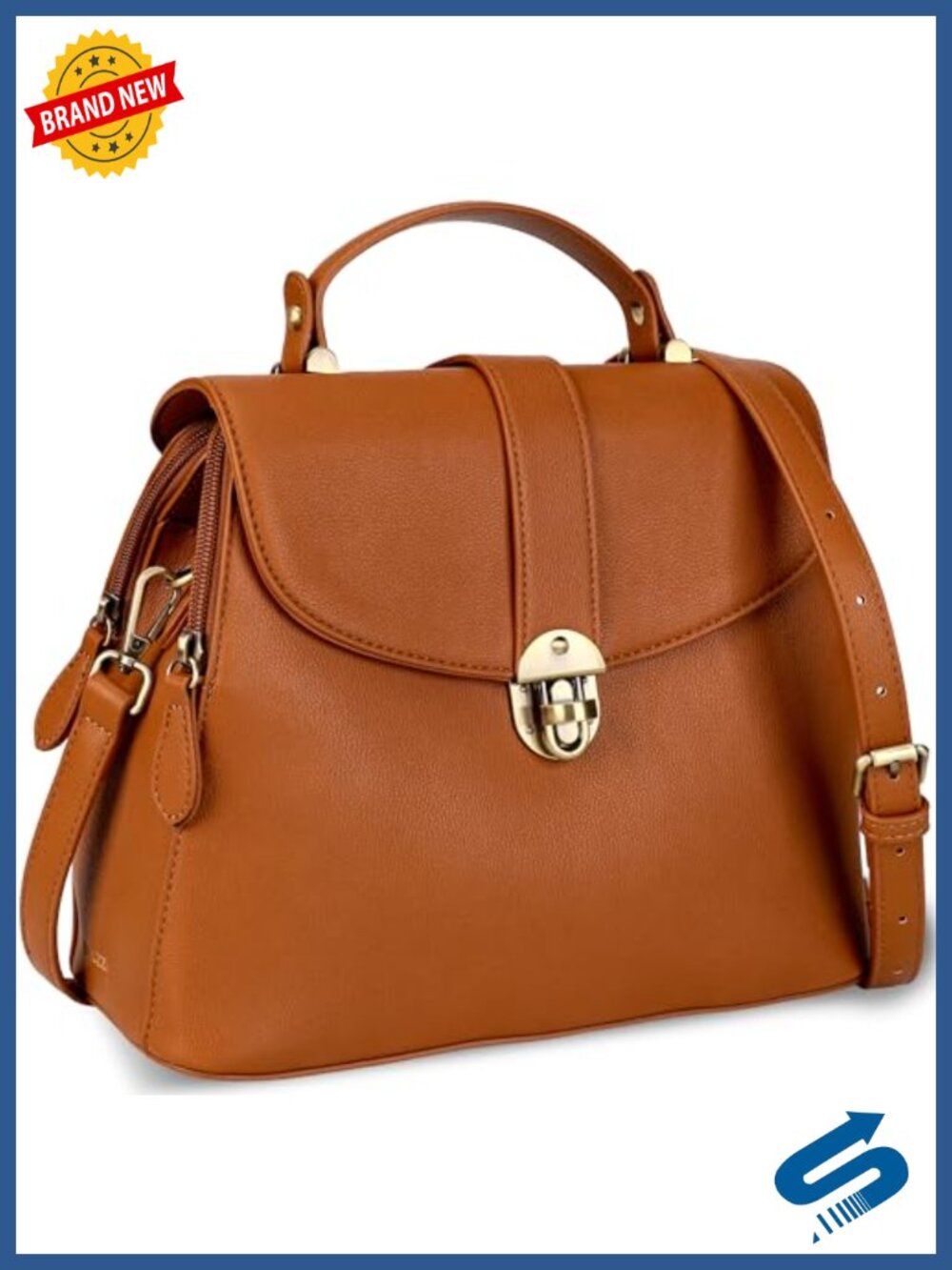 Vegan Leather Top Handle Handbag Satchel Crossbody Shoulder Bag Purse